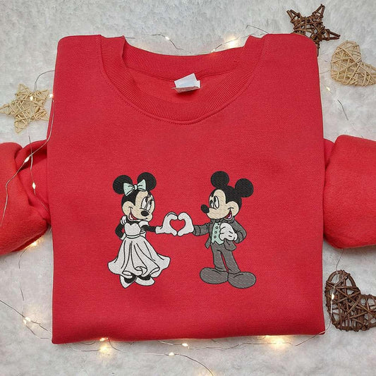 Mickey And Minnie Wedding Embroidered T shirt Disney Characters Embroidered T shirt Best Valentines Day Gift Ideas