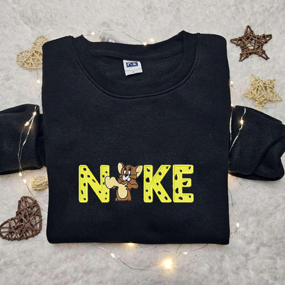 Jerry Heart x Nike Cartoon Embroidered Sweatshirt Warner Bros Characters Embroidered Shirt Best Birthday Gift Ideas for Family