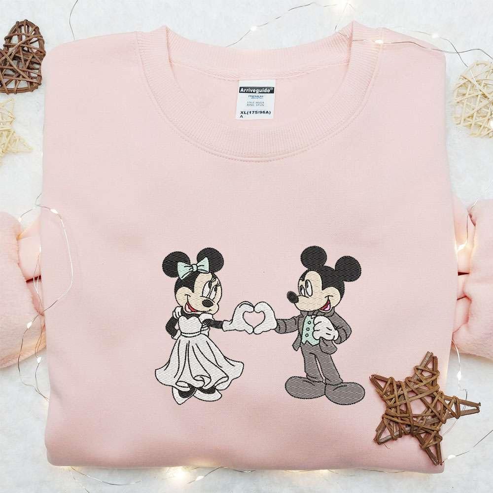 Mickey And Minnie Wedding Embroidered Sweatshirt Disney Characters Embroidered Sweatshirt Best Valentines Day Gift Ideas