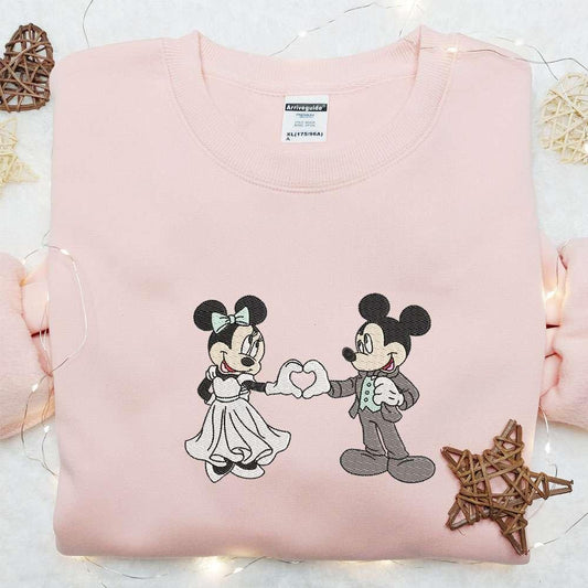 Mickey And Minnie Wedding Embroidered Sweatshirt Disney Characters Embroidered Sweatshirt Best Valentines Day Gift Ideas