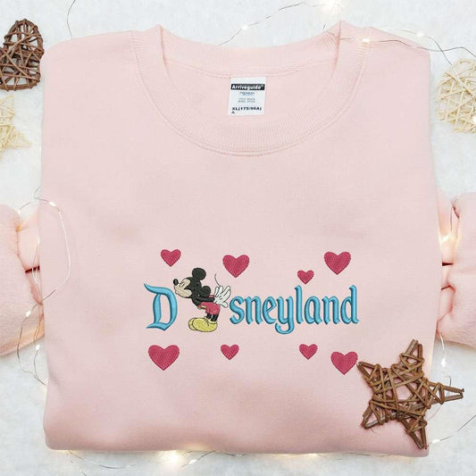 Mickeyland Hearts Embroidered Hoodie Disney Characters Embroidered Hoodie Valentines Day Gift Ideas