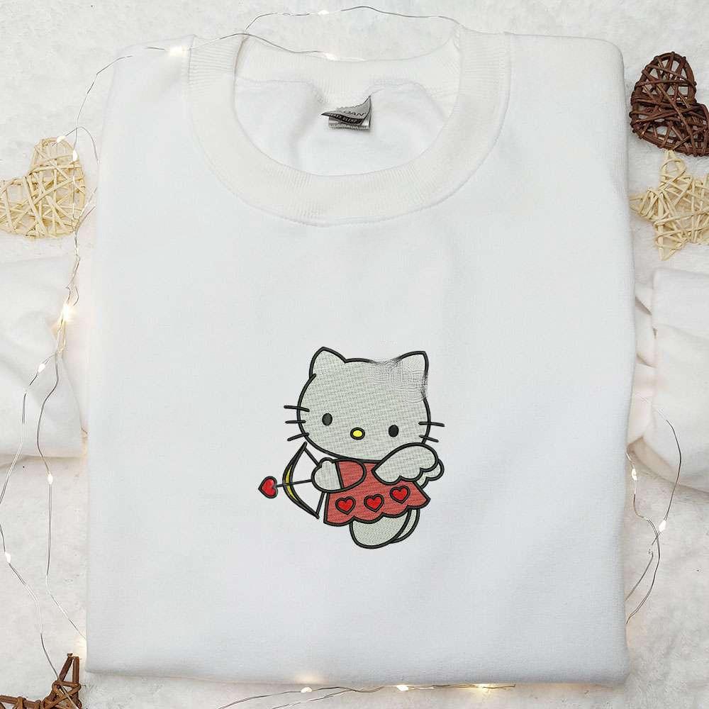 Kitty Cupid Embroidered Hoodie Hello Kitty Cartoon Embroidered Hoodie Best Valentines Day Gift Ideas