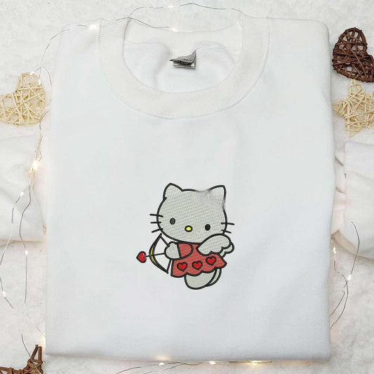 Kitty Cupid Embroidered Hoodie Hello Kitty Cartoon Embroidered Hoodie Best Valentines Day Gift Ideas
