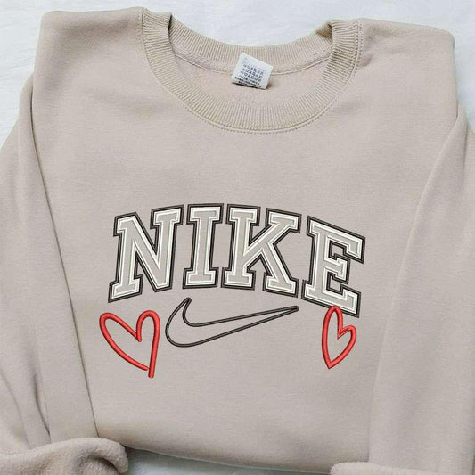 Love Heart x Nike Embroidered Sweatshirt Nike Inspired Embroidered Shirt Best Valentine Days Gift Ideas