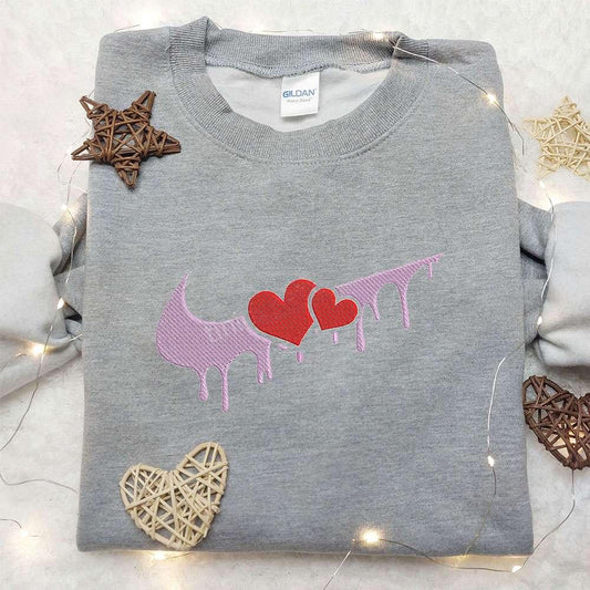 Melt Heart x Nike Embroidered Shirt Valentine Embroidered Shirt Custom Nike Embroidered Shirt