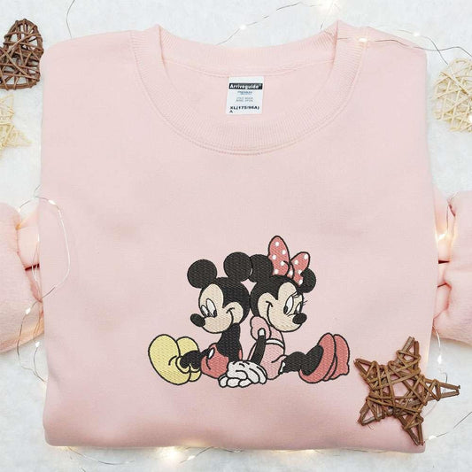 Mickey And Minnie Couple Embroidered Hoodie Disney Characters Embroidered Hoodie Best Valentines Day Gift Ideas