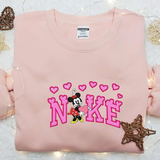 Minnie Mouse Heart x Nike Cartoon Embroidered Hoodie Nike Inspired Embroidered Shirt Best Valentines Day Gift Ideas