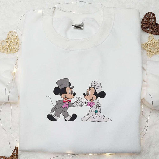 Mickey And Minnie Wedding Embroidered T shirt Disney Characters Embroidered Hoodie Best Valentines Day Gift Ideas 1