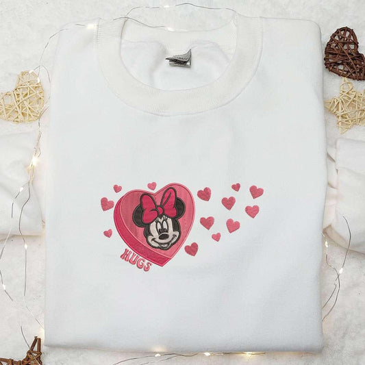 Minnie Hearts Hugs Embroidered Shirt Disney Characters Embroidered Hoodie Best Gift For Family