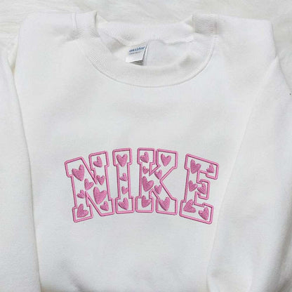 Nike x Love Pattern Embroidered Shirt Nike Inspired Embroidered Shirt Best Valentines Day Gift Ideas 1