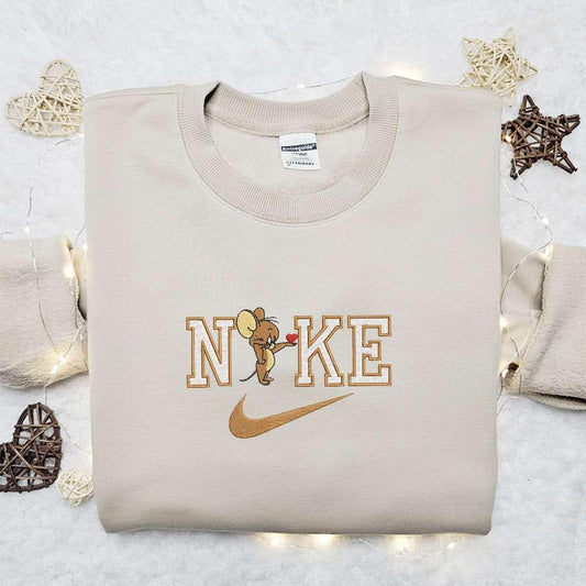 Nike x Jerry Heart Cartoon Embroidered Sweatshirt Warner Bros Characters Embroidered Shirt Best Valentines Day Gift Ideas for