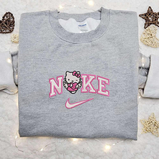 Nike x Hello Kitty Angel With Pink Heart Embroidered Shirt Valentines Day Embroidered Hoodie Best Gift Ideas