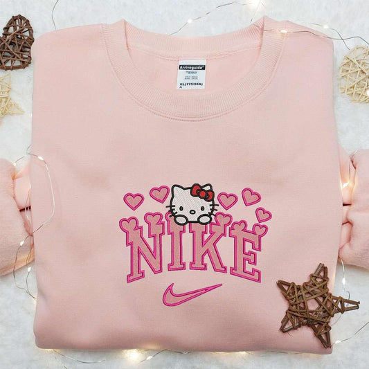 Nike x Hello Kitty Hearts Embroidered Sweatshirt Valentine Embroidered Shirt Nike Inspired Embroidered T shirt