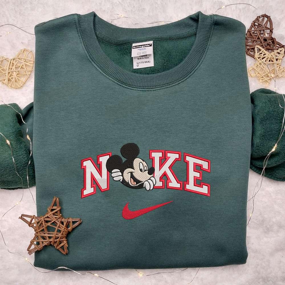 Nike x Mickey Mouse Smile Embroidered Shirt Disney Characters Embroidered Hoodie Best Gift Ideas