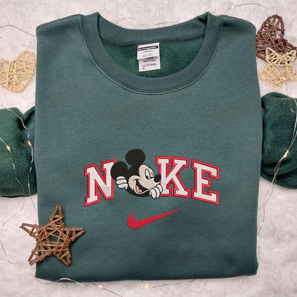 Nike x Mickey Mouse Smile Embroidered Shirt Disney Characters Embroidered Hoodie Best Gift Ideas