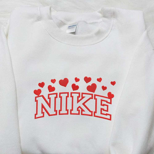 Nike x Love Hearts Embroidered Shirt Nike Inspired Embroidered Shirt Best Valentines Day Gift Ideas