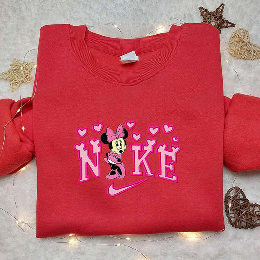 Minnie Mouse Heart x Nike Cartoon Embroidered Sweatshirt Nike Inspired Embroidered Shirt Best Valentines Day Gift Ideas