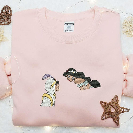 Aladdin And Jasmine Embroidered Hoodie Disney Characters Embroidered Hoodie Best Valentines Day Gift Ideas