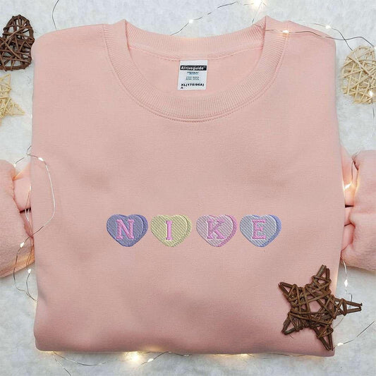 Heart Love x Nike Embroidered Sweatshirt Nike Inspired Logo Shirt Best Valentines Day Gifts for Her