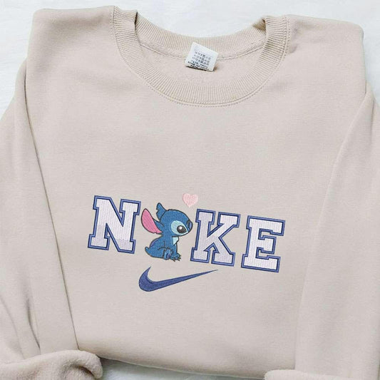Stitch Love x Nike Embroidered Sweatshirt Disney Characters Embroidered Hoodie Best Valentines Day Gift Ideas