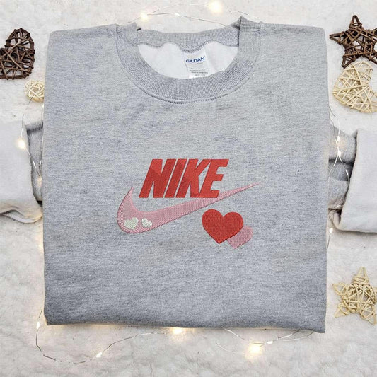 Swoosh x Hearts Embroidered Sweatshirt Valentine Embroidered Shirt Best Valentines Day Gift Ideas