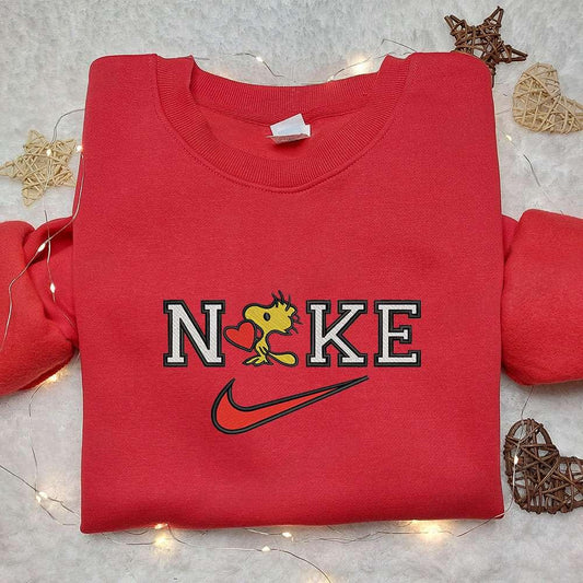 Woodstock Heart x Nike Embroidered Hoodie Peanuts Disney Embroidered Shirt Nike Inspired Embroidered Shirt