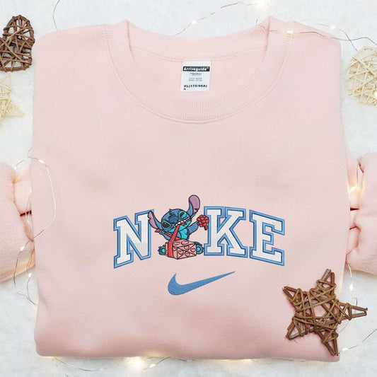 Nike x Stitch Prepare Valentine Gift Embroidered Shirt Disney Characters Embroidered Hoodie Best Valentines Day Gift Ideas