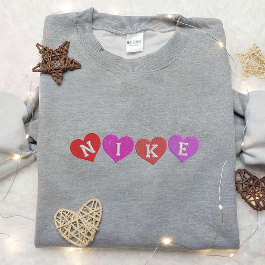 Four Heart x Nike Embroidered Shirt Valentine Embroidered Shirt Custom Nike Embroidered Shirt