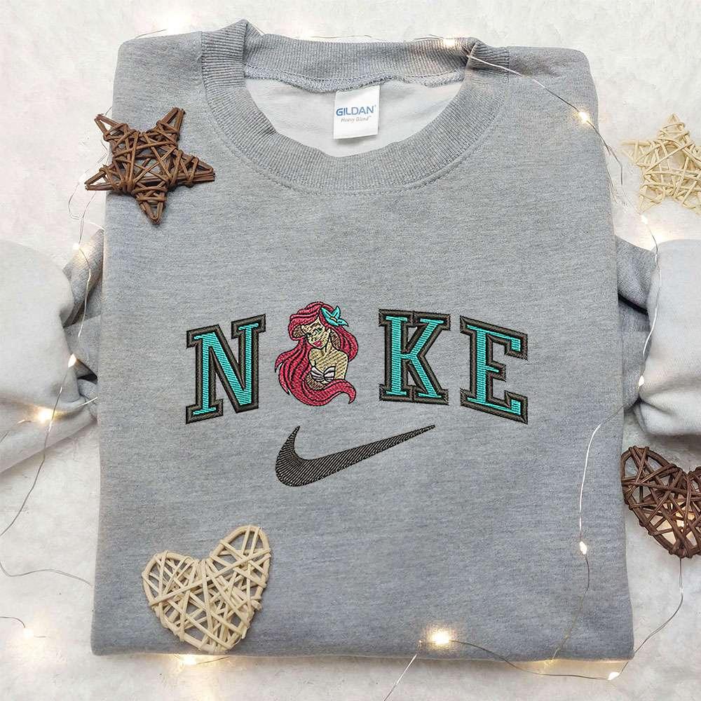 Ariel x Nike Embroidered Shirt The Little Mermaid Walt Disney Embroidered Shirt Nike Inspired Embroidered Shirt