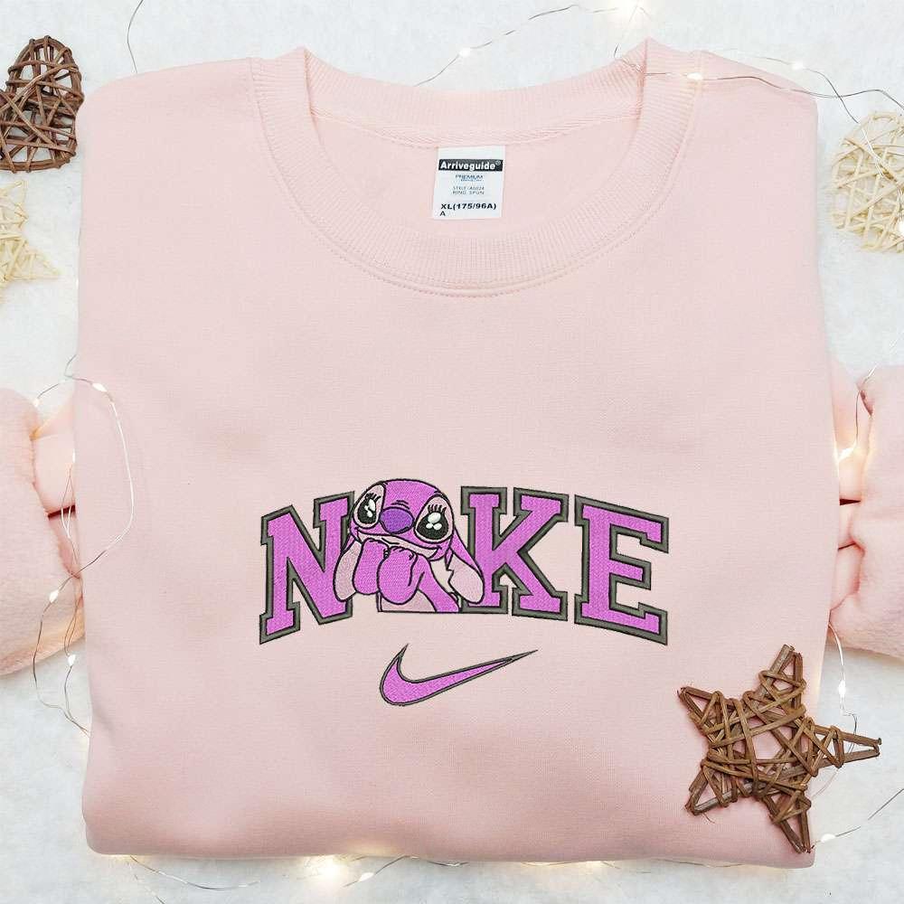 Angel Aww Cute x Nike Embroidered Shirt Disney Lilo And Stitch Embroidered Hoodie Best Gift Idea