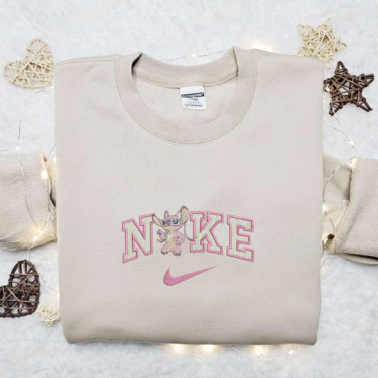 Angel Lilo And Stitch x Nike Embroidered Shirt Disney Characters Embroidered Hoodie Best Gift For Girls