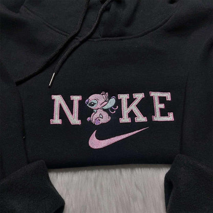 Angel Nike Embroidered Sweatshirt Lilo Stitch Disney Embroidered Shirt Custom Nike Embroidered