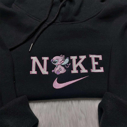 Angel Nike Embroidered Sweatshirt Lilo Stitch Disney Embroidered Shirt Custom Nike Embroidered