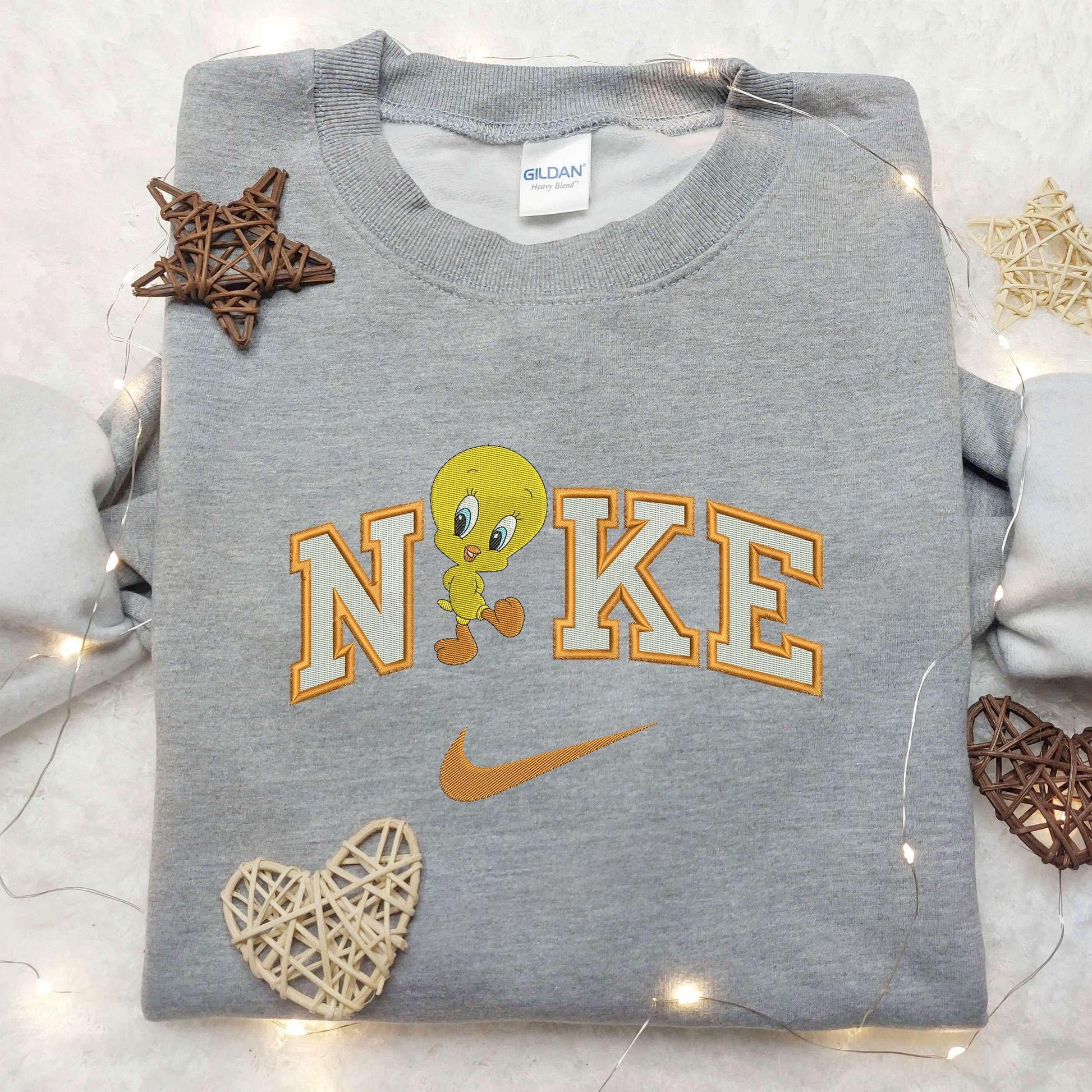 Baby Tweety x Nike Embroidered Shirt, Nike Embroidered Shirt, Cartoon Disney Looney Tunes and Merrie Melodies Embroidered Shirt