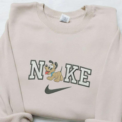Baby Pluto x Nike Cartoon Embroidered Shirt Disney Characters Embroidered T shirt Best Gift Ideas for Family