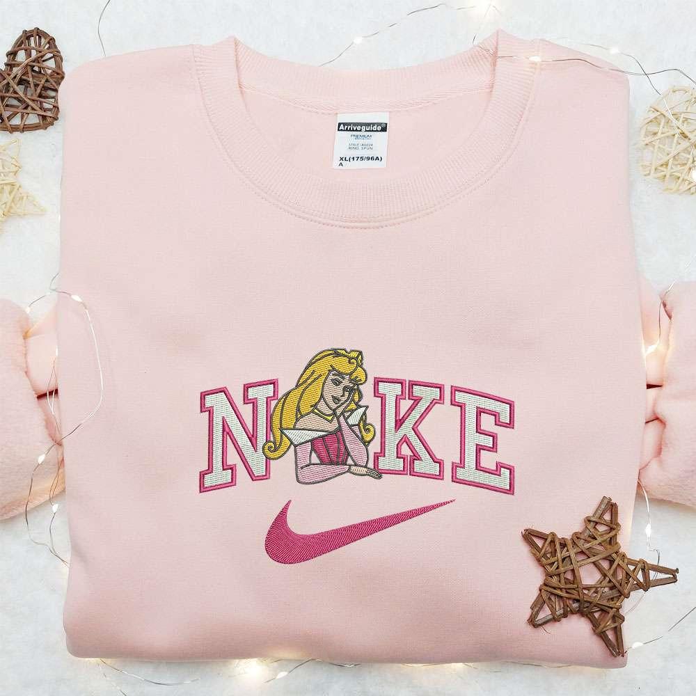 Aurora x Nike Embroidered Shirt Disney Princess Embroidered Hoodie Best Gift For Girls