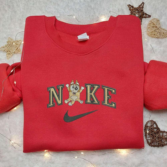 Bingo x Nike Cartoon Embroidered Shirt The Bluey Embroidered Shirt Nike Inspired Embroidered Shirt