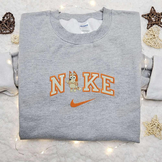 Bingo Hi x Nike Cartoon Embroidered Sweatshirt The Bluey Embroidered Shirt Nike Inspired Embroidered Shirt