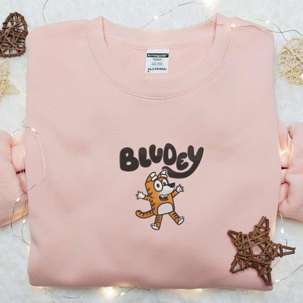 Bludey Tiger Embroidered Shirt Bluey Cartoon Embroidered Hoodie Best Gift Idea