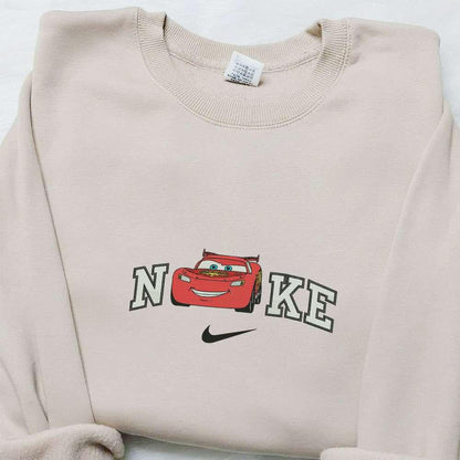 Cars Lightning McQueen x Nike Embroidered Hoodie Disney Pixar Cars Embroidered T shirt Nike Inspired Embroidered Sweatshirt