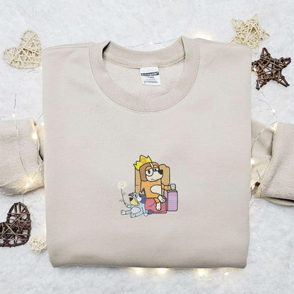 Chilli And Bluey Embroidered Shirt Cartoon Embroidered Hoodie Best Mothers Day Gift