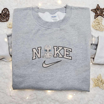 Chibi Light Fury x Nike Embroidered Sweatshirt Walt Disney Characters Embroidered Shirt Best Birthday Gift Ideas for Family