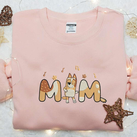 Chilli Heeler Mom Vibing Embroidered Shirt Bluey Cartoon Embroidered Hoodie Best Mothers Day Gift