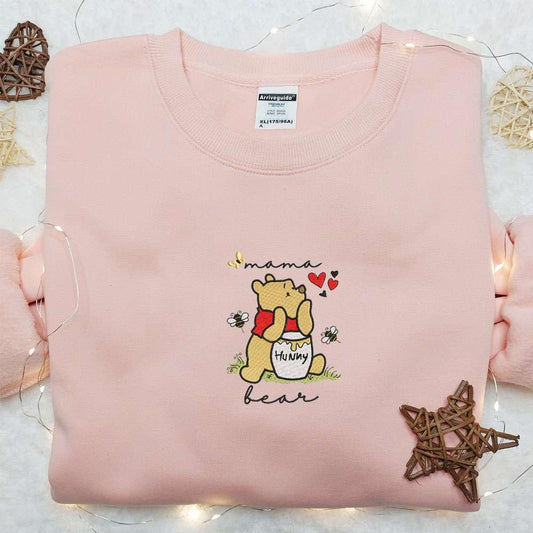 Mama Bear Hunny Embroidered Shirt Mothers Day Embroidered Hoodie Best Gift For Mom