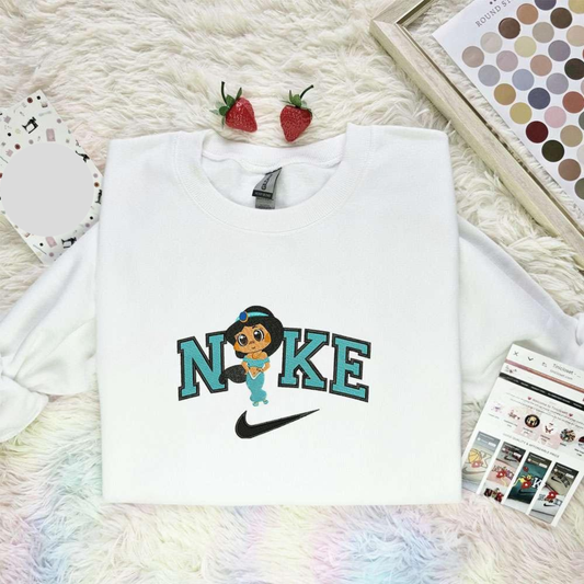 Chibi Jasmine Disney Princess Embroidered Shirt Disney Characters Embroidered Hoodie