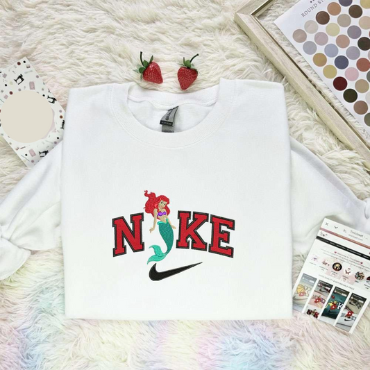 Ariel The Little Mermaid Disney Princess Embroidered Shirt Disney Characters Embroidered Hoodie