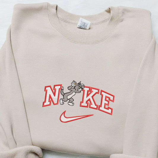 Nike X Tom Making Face Embroidered Shirt Tom And Jerry Cartoon Embroidered Hoodie Best Gift Ideas