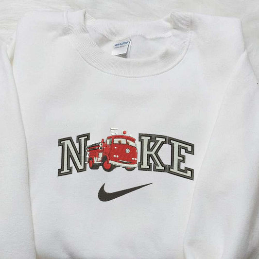 Fire Truck X Nike Embroidered Shirt Car Embroidered Shirt Custom Nike Embroidered Shirt