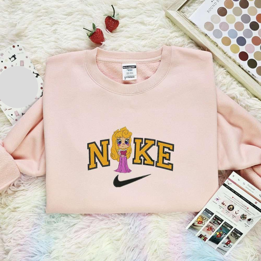 Chibi Aurora Sleeping Beauty Disney Princess Embroidered Shirt Disney Characters Embroidered Hoodie
