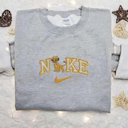 Simba King X Nike Embroidered Sweatshirt Walt Disney Characters Embroidered Shirt Best Birthday Gift Ideas For Family